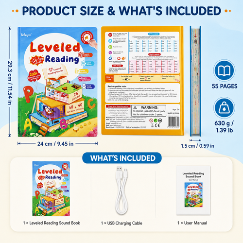 Read & Grow Interactive Leveled Reading Sound Book for Kids – Phonics, Sight Words, CVC Words & Stories